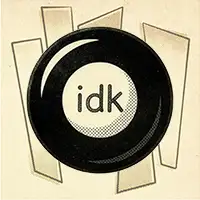 A retro-style illustration of a Magic 8-Ball displaying 'idk', representing the randomness and unhelpfulness of asking friends for dating advice.