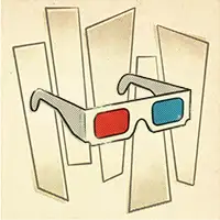 A retro-style illustration of paper 3D glasses, representing the projection of a fantasy onto a partner rather than seeing reality.