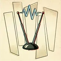 A retro-style illustration of rabbit ear TV antennas with a static signal line, representing the fuzzy struggle to find a connection through vibes.