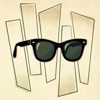 A retro-style illustration of black sunglasses representing the coolness and detachment of casual dating.