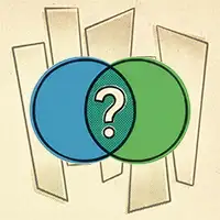 A retro-style illustration of a Venn diagram with a question mark in the center representing the confusion of a situationship.